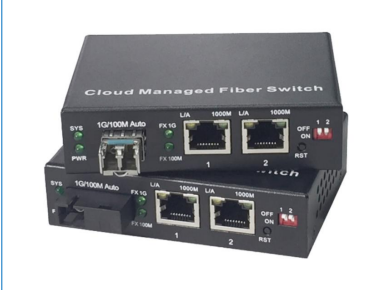 Switch in fibra gestito tramite cloud Gigabit a 2 porte 10/100/1000Base-Tx e 1 porta 1000Base-Fx